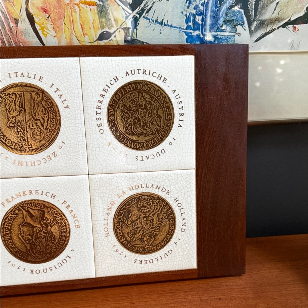 Decorative vintage teak ceramic tray serving holidays Display Tray - Picture 10 of 12